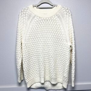 H&M White Stitch Jumper Cable knit Wool look Sz US S